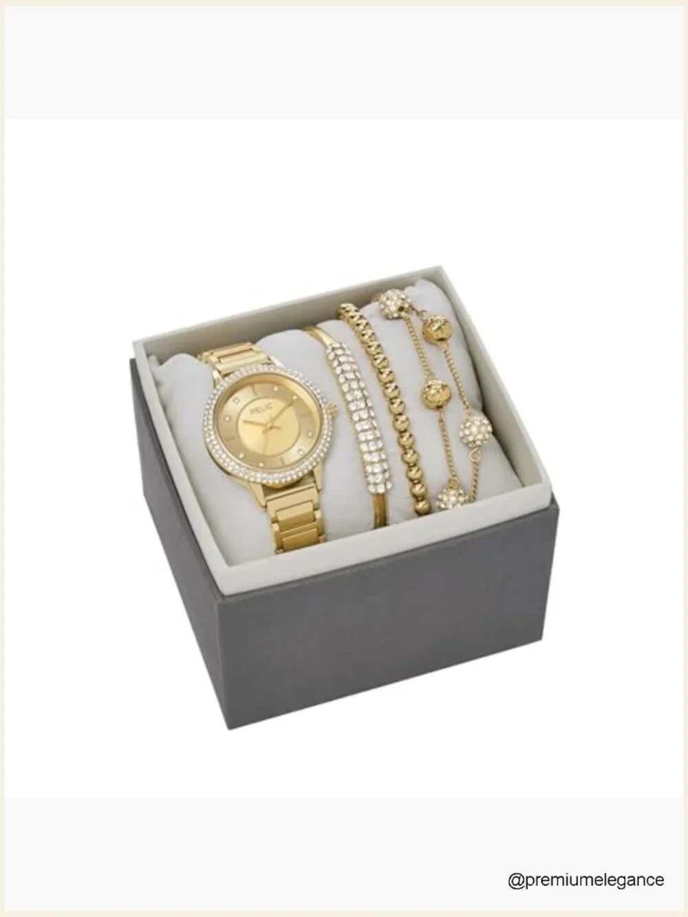 Gold-Tone Bracelet Watch with Mother-of-Pearl Dial - Gift Set